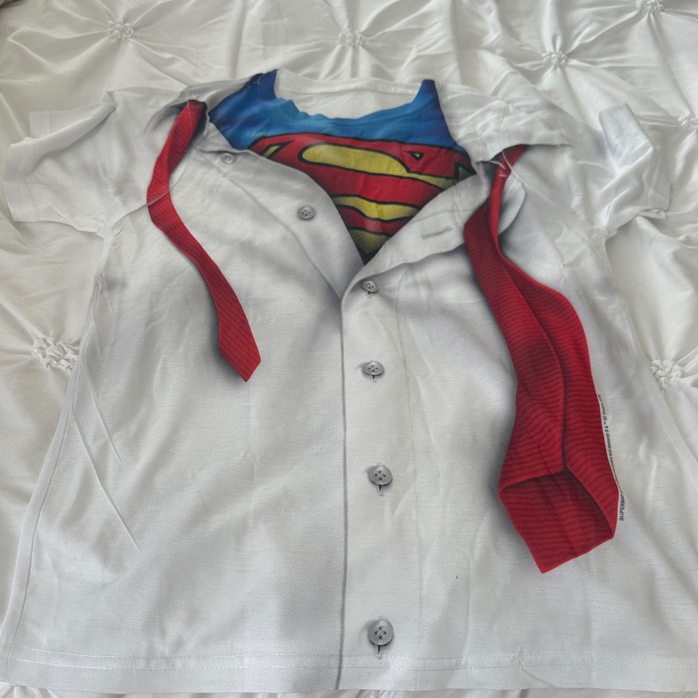 Superman Graphic T-Shirt with Red Tie Design